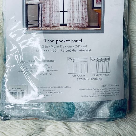 Peri Home 1 Rod Pocket Panel Kelly Print Aqua NEW - Picture 5 of 5